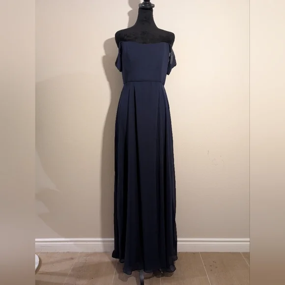 AFTER SIX Women’s Off the Shoulder Evening Gown Navy Blue Size 6 R NWOT - Picture 3 of 11